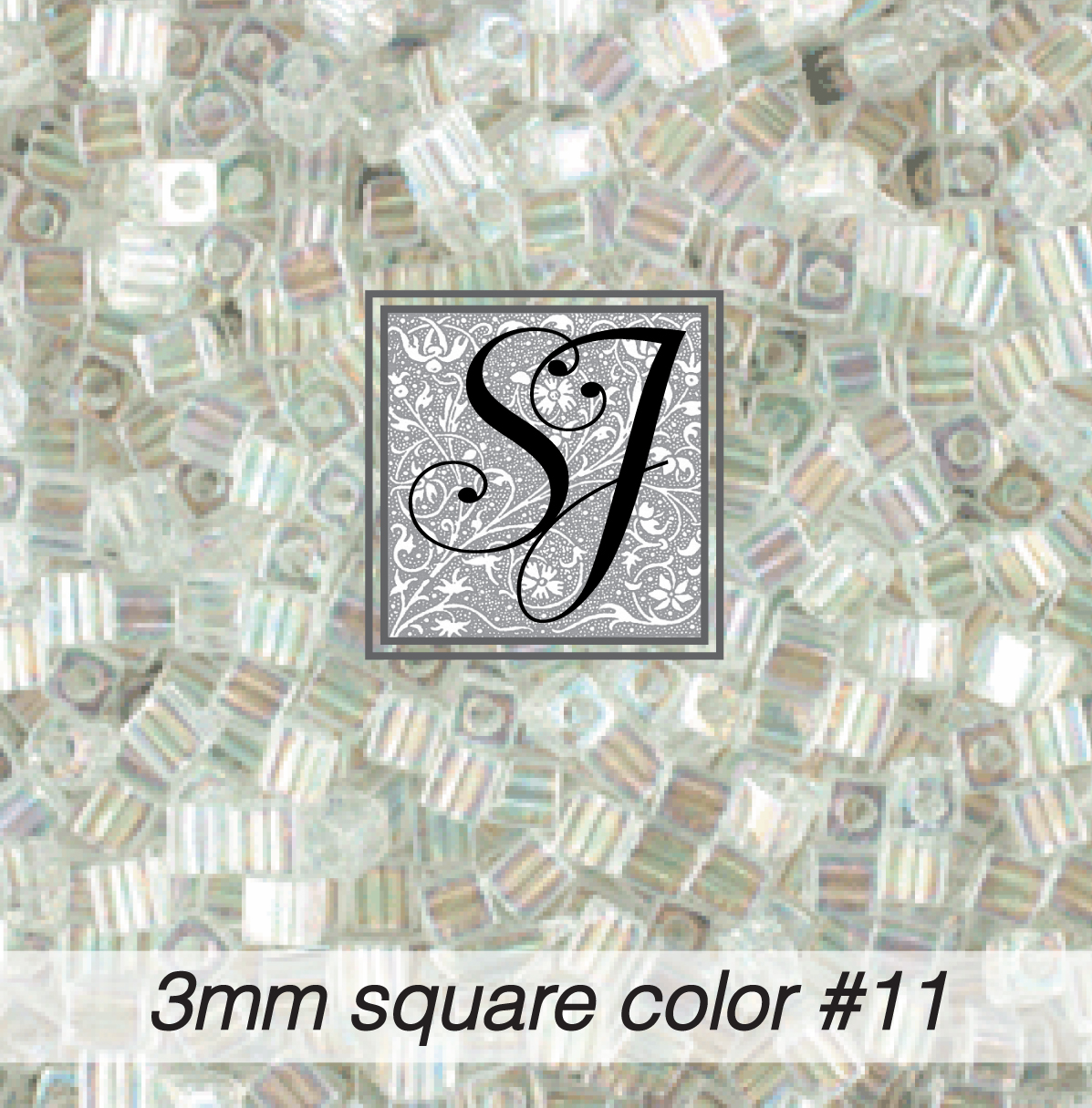 3mm square beads color 11 Crystal iridescent SJ Designs