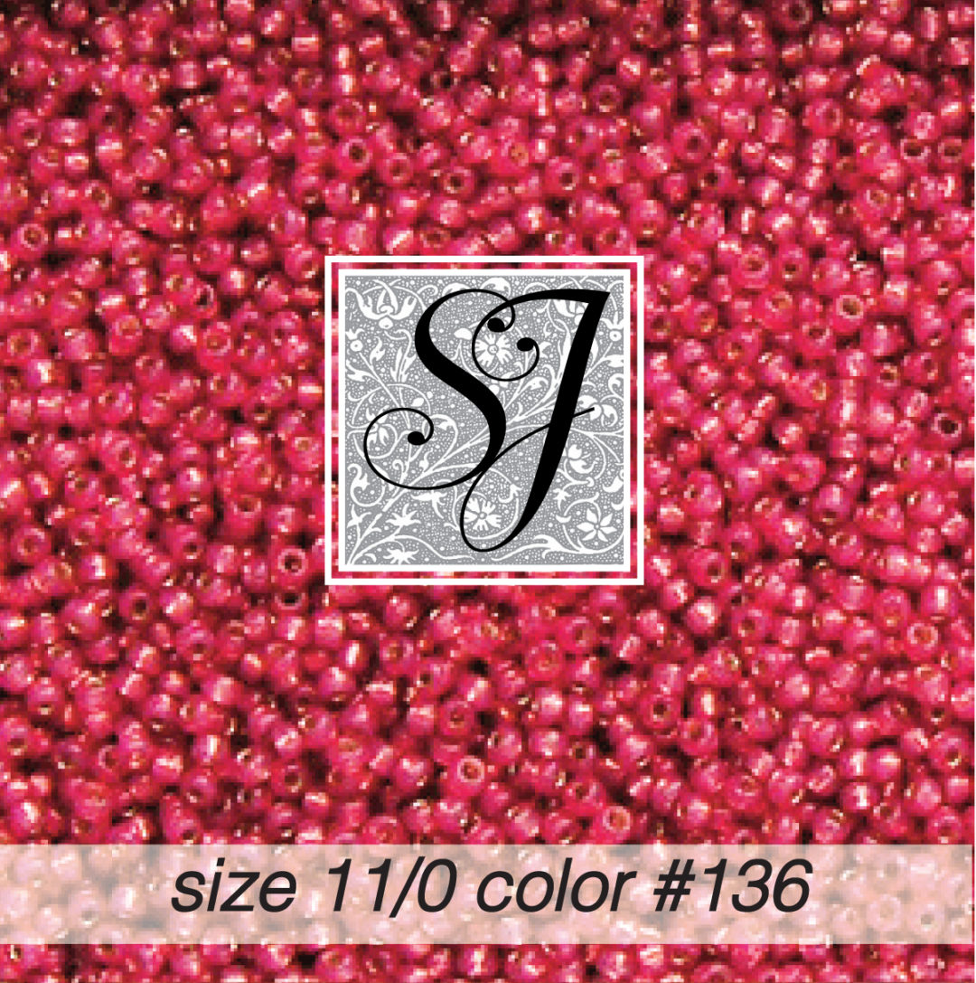 size 11/0 seed beads color 136 Tudor Rose alabaster S/L SJ Designs