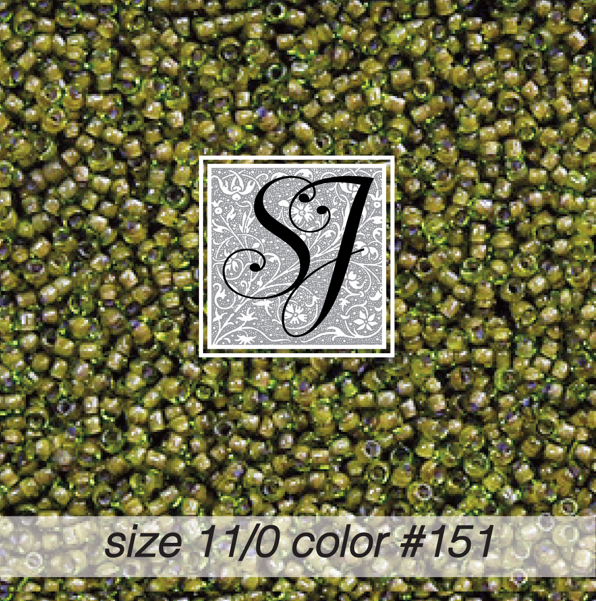size 11/0 seed beads color 151 Yellow/Olive Green C/L SJ Designs