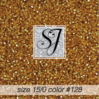 size 15/0 seed beads <br> color #128 Antique Gold S/L <br> (#18128)