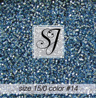 size 15/0 seed beads <br> color #14 Antique Blue S/L <br> (#1814)