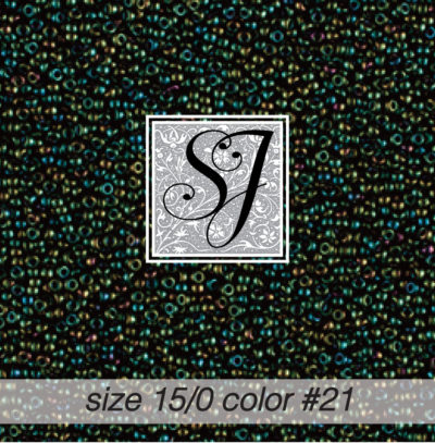 size 15/0 seed beads <br> color #21 Green iris <br> (#1821)