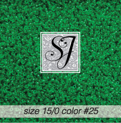 size 15/0 seed beads <br> color #25 Emerald transparent <br> (#1825)