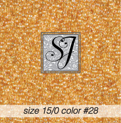 size 15/0 seed beads <br> color #28 Amber trans. A/B <br> (#1828)