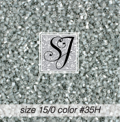 size 15/0 seed beads <br> color #35H Pale Grey pearl hex<br> (#1835H)
