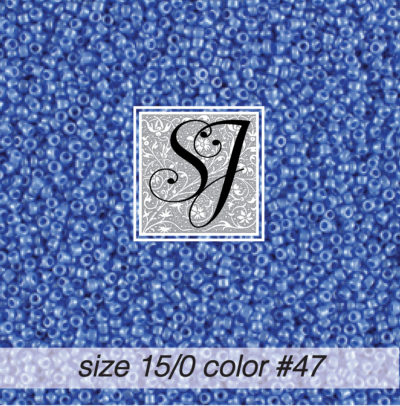 size 15/0 seed beads <br> color #47 Lt. Periwinkle pearl<br> (#1847)