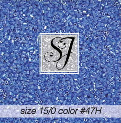 size 15/0 seed beads <br> color #47H Lt. Periwinkle pearl hex<br> (#1847H)