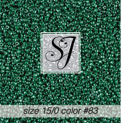 size 15/0 seed beads <br> color #83 Holly Green pearl <br> (#1883)