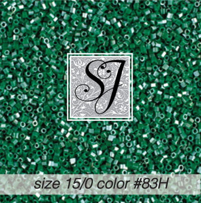 size 15/0 seed beads <br> color #83H Holly Green pearl hex <br> (#1883H)