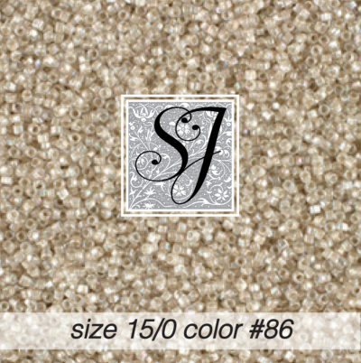 size 15/0 seed beads <br> color #86 Crystal Rainbow S/L <br> (#1886)