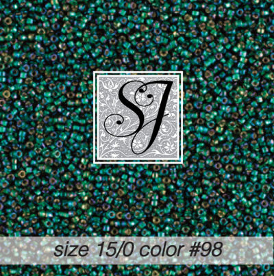 size 15/0 seed beads <br> color #98 Emerald iridescent S/L <br> (#1898)