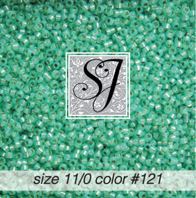 size 11/0 seed beads <br> color #121 Aqua alabaster S/L