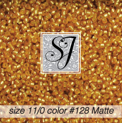 size 11/0 seed beads <br> color #128M Ant. Gold S/L matte