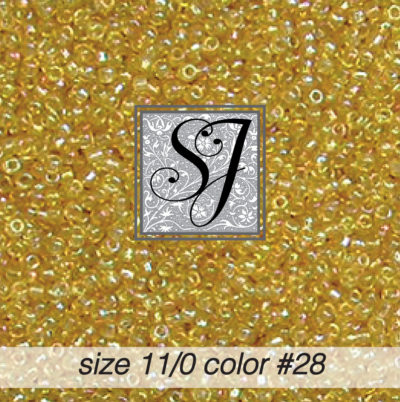 size 11/0 seed beads <br> color #28 Amber iridescent TR