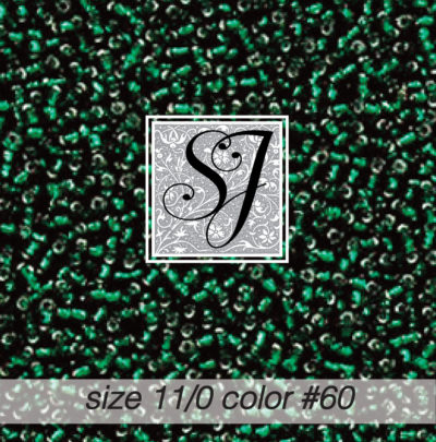 size 11/0 seed beads <br> color #60 Emerald S/L