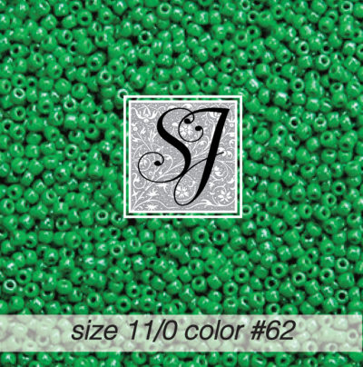 size 11/0 seed beads <br> color #62 Medium Leaf Green pearl