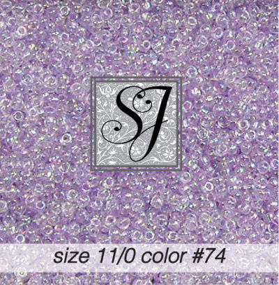 size 11/0 seed beads <br> color #74 Lilac Crystal TR