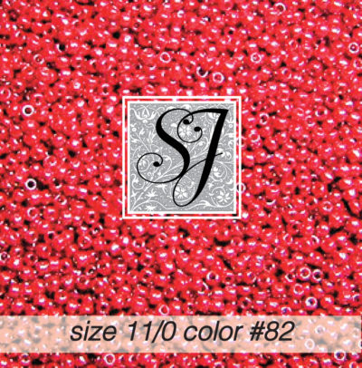 size 11/0 seed beads <br> color #82 Cherry Red pearl