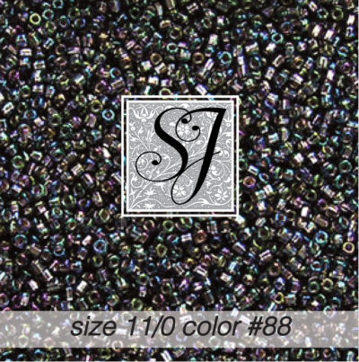 size 11/0 seed beads <br> color #88 Amethyst irid. S/L