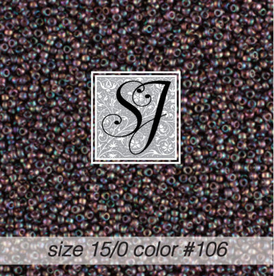 size 15/0 seed beads <br> color #106 Raisin TR irid. <br> (#18106)