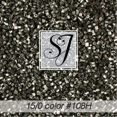 size 15/0 seed beads <br> color #108H Steel hex-cut <br> (#18108H)