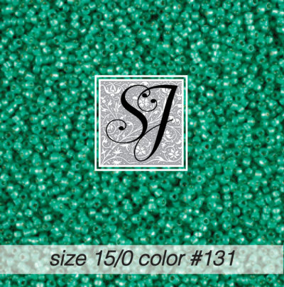 size 15/0 seed beads <br> color #131 Grass Green alabaster S/L <br> (#18131)