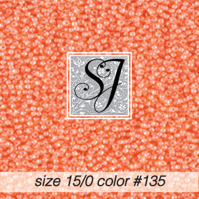 size 15/0 seed beads <br> color #135 Crystal Tangerine C/L <br> (#18135)