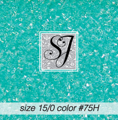 size 15/0 seed beads <br> color #75H Seafoam Crystal TR hex <br> (#1875H)