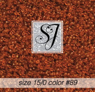 size 15/0 seed beads <br> color #89 Golden Brown TR <br> (#1889)