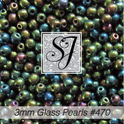 3mm Round Glass Pearl <br>#470 Green Iris <i>New!</i>
