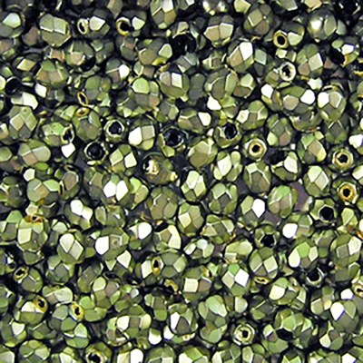 Czech 3mm Avocado fire-polished glass beads