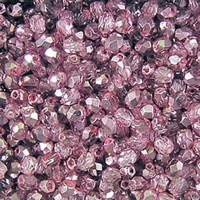 Czech 3mm Pink Flash fire-polished glass beads