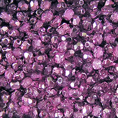 Czech 3mm Rose Flash fire-polished glass beads