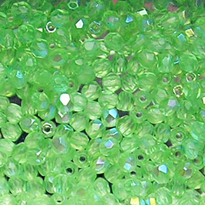 Czech 3mm Spring Green A/B fire-polished glass beads