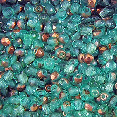 Czech 3mm Teal/Copper A/B fire-polished glass beads