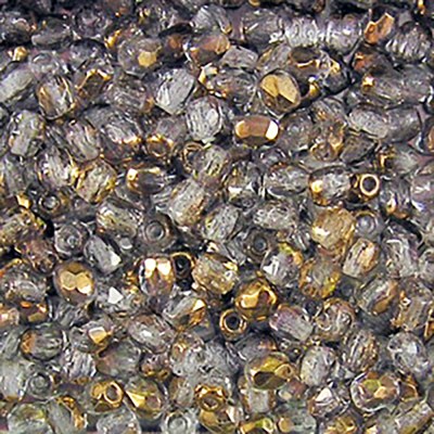 Czech 3mm Vermeil fire-polished glass beads