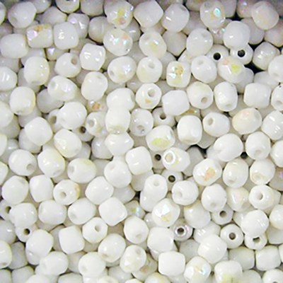 Czech 3mm White Diamond fire-polished glass beads