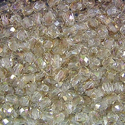 Czech 3mm White Gold fire-polished glass beads