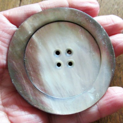vintage dark Mother of Pearl button 2-1/2" across