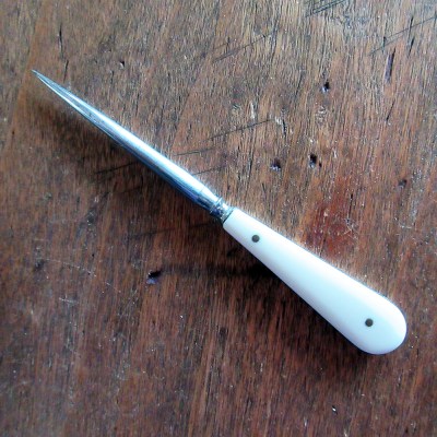 c1900 polished bone & German steel awl or stiletto