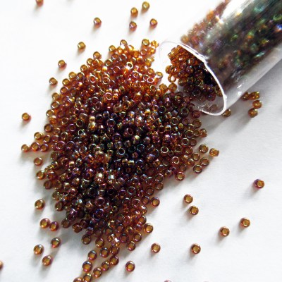 size 15/0 Japanese glass seed beads transparent Root Beer