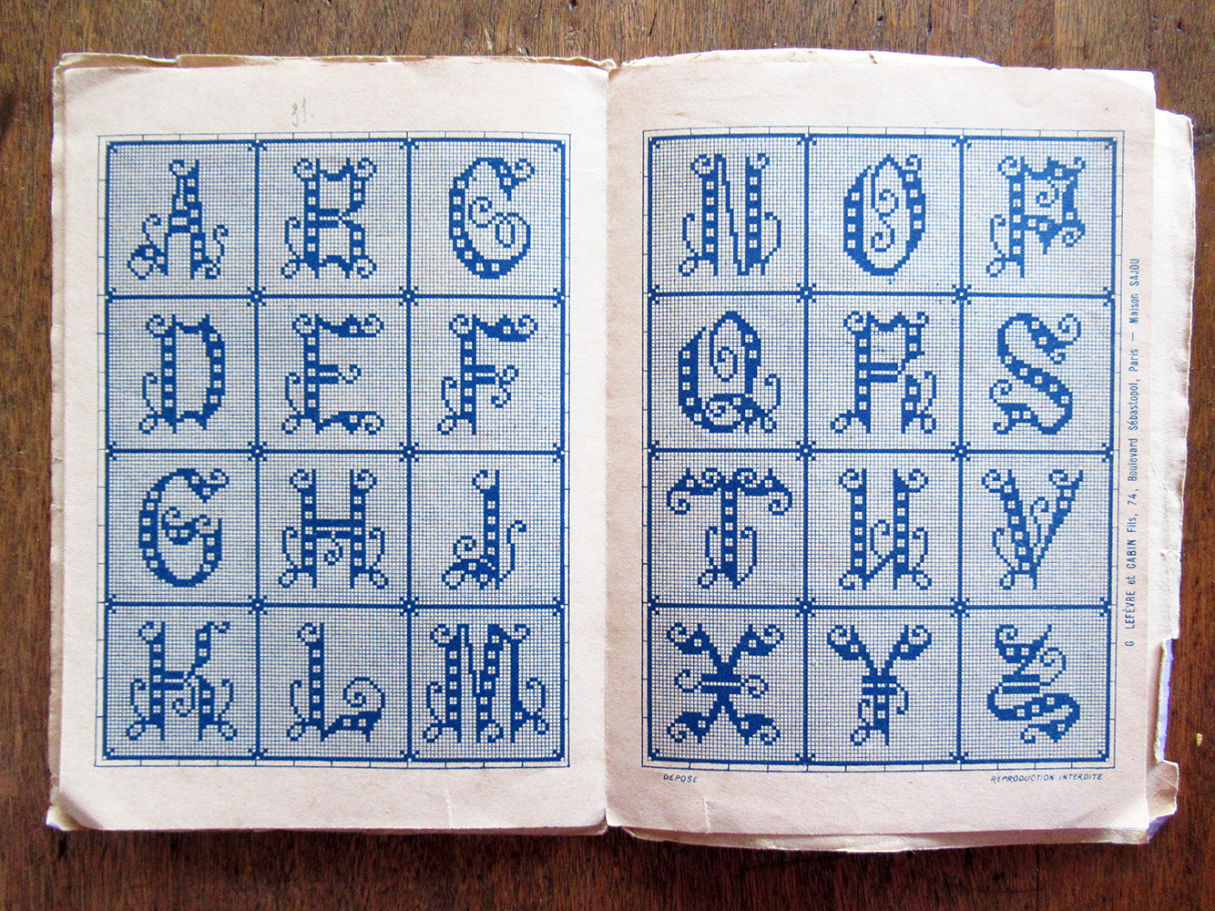 1880s Maison Sajou pattern book #203 with 8 alphabet charts - Image 2