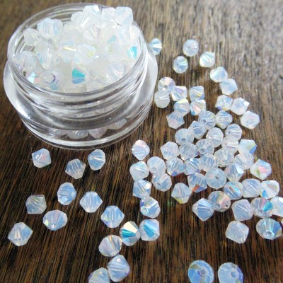 Swarovski 4mm Frosted A/B bicone crystal beads