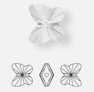 Lot of 65 Swarovski 7x8mm clear crystal Butterfly beads