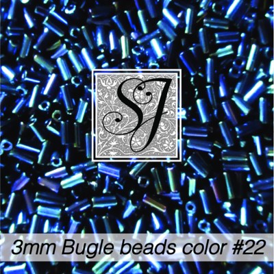 3mm bugle beads <br> color #22 Blue Iris