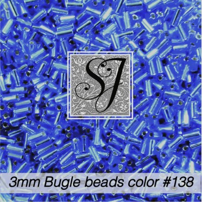 3mm bugle beads <br> color #138 Med. Antique Blue S/L
