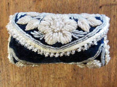 c1900 heavily beaded sewing roll or huswife