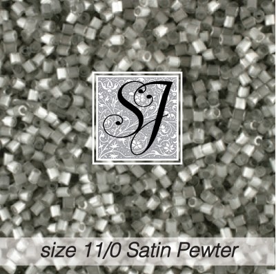 11/0 Satin Glass Seed Beads <br>Pewter