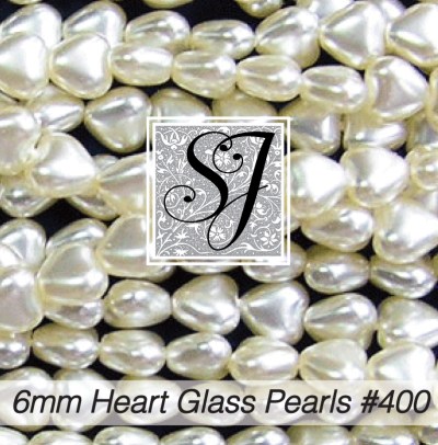 6mm Heart Glass Pearls