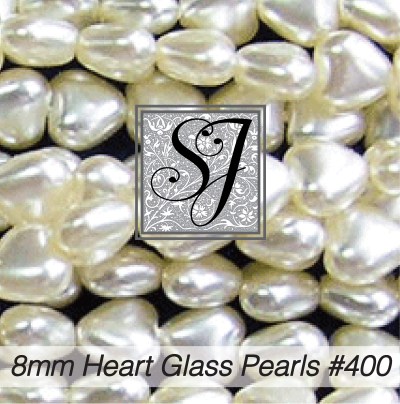 8mm Heart Glass Pearls